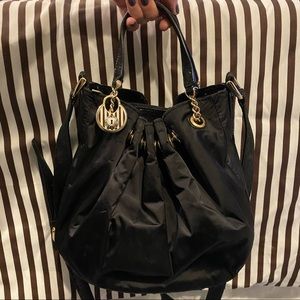 Henri Bendel Black Nylon Crossbody Bag with Gold Chain Trim - Dust Bag Included